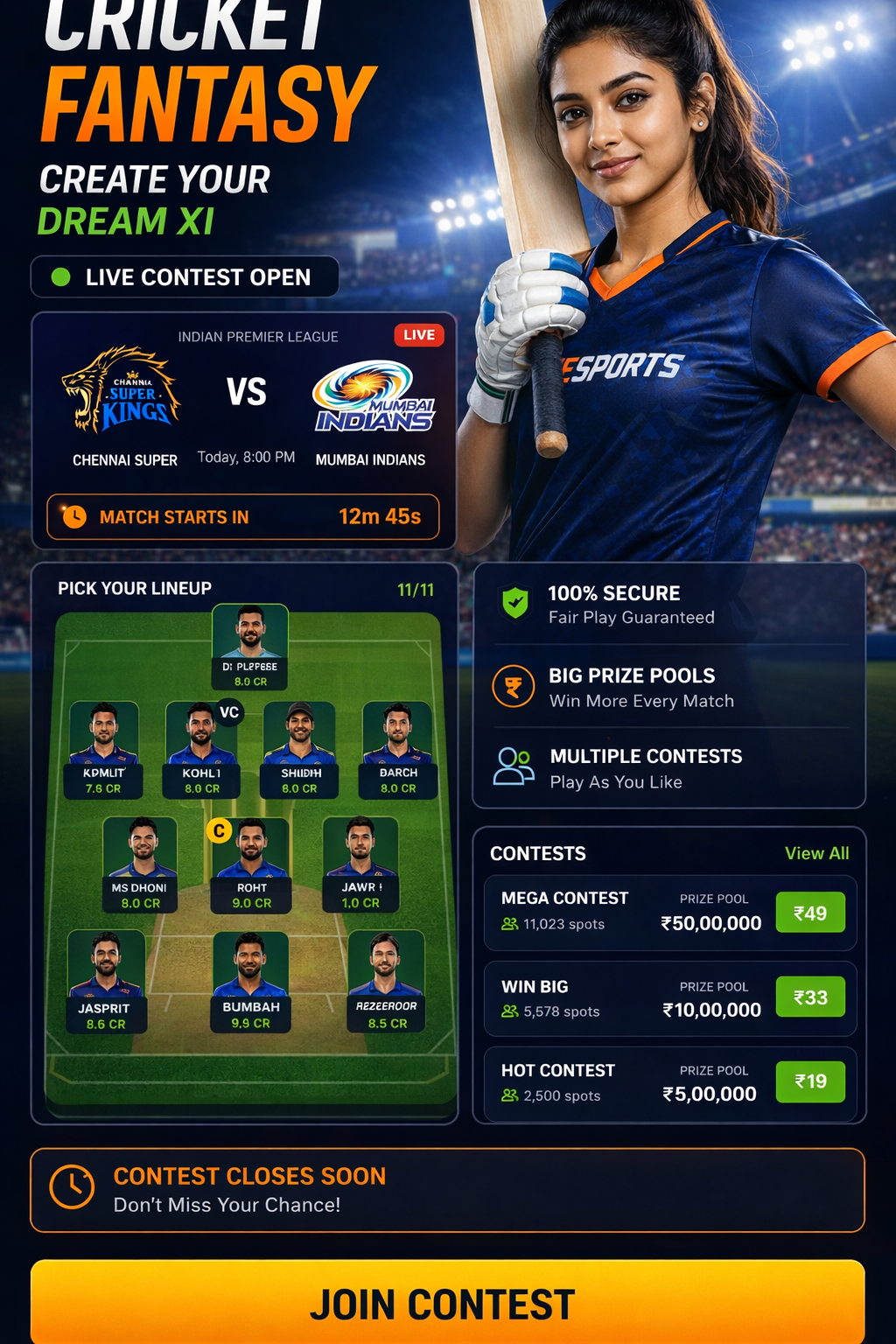 Come App Link cricket matchday visual