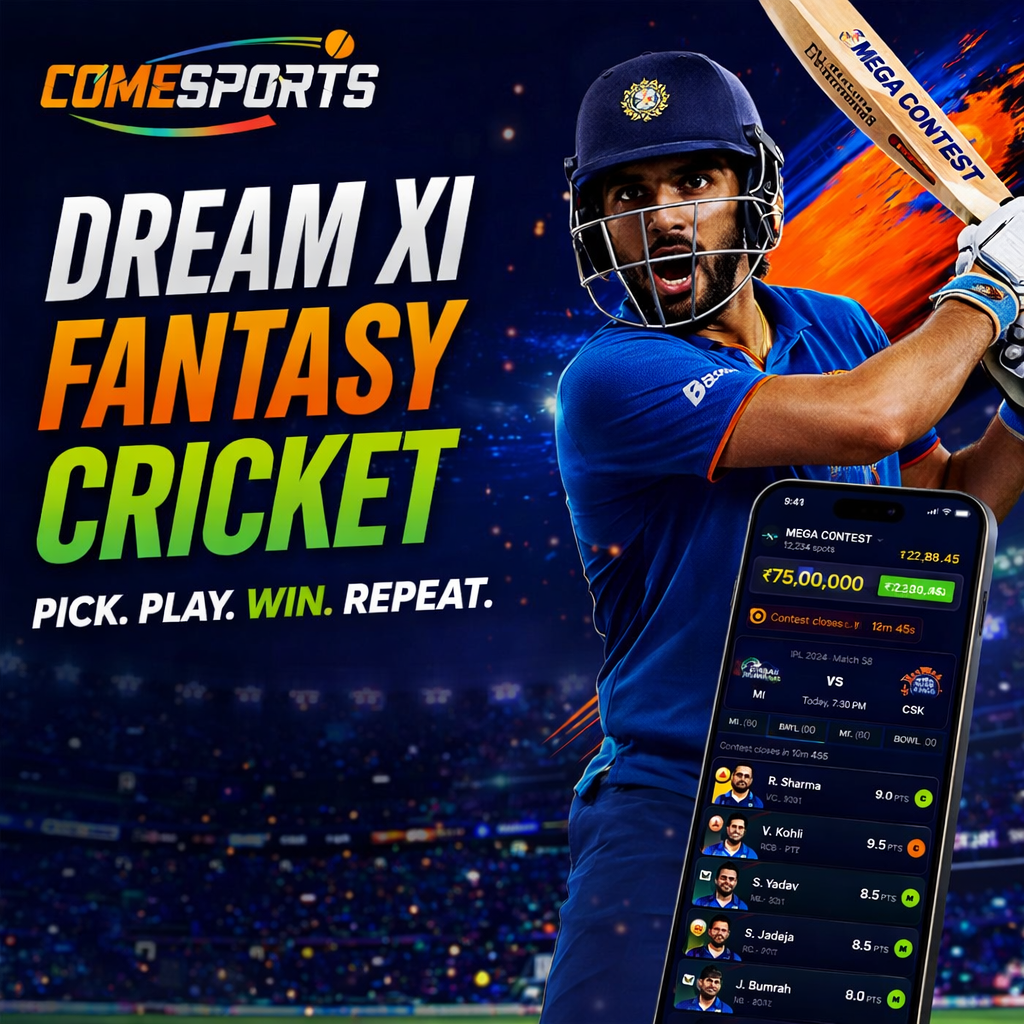 Come App Link Dream XI fantasy cricket ad visual