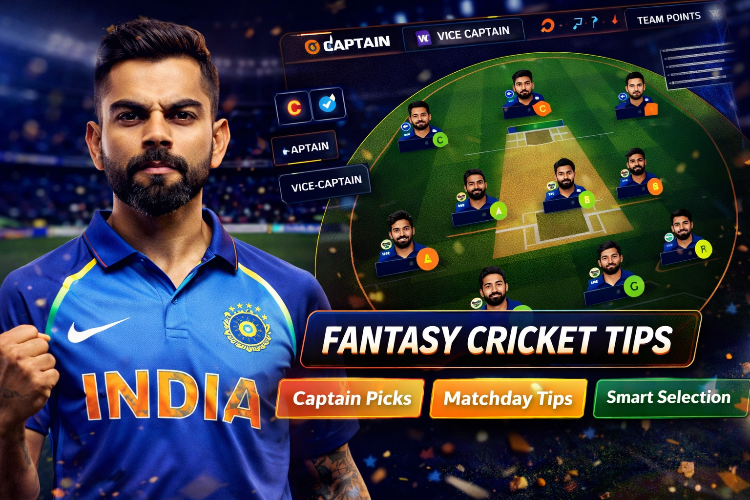 Come App Link role based fantasy cricket checklist