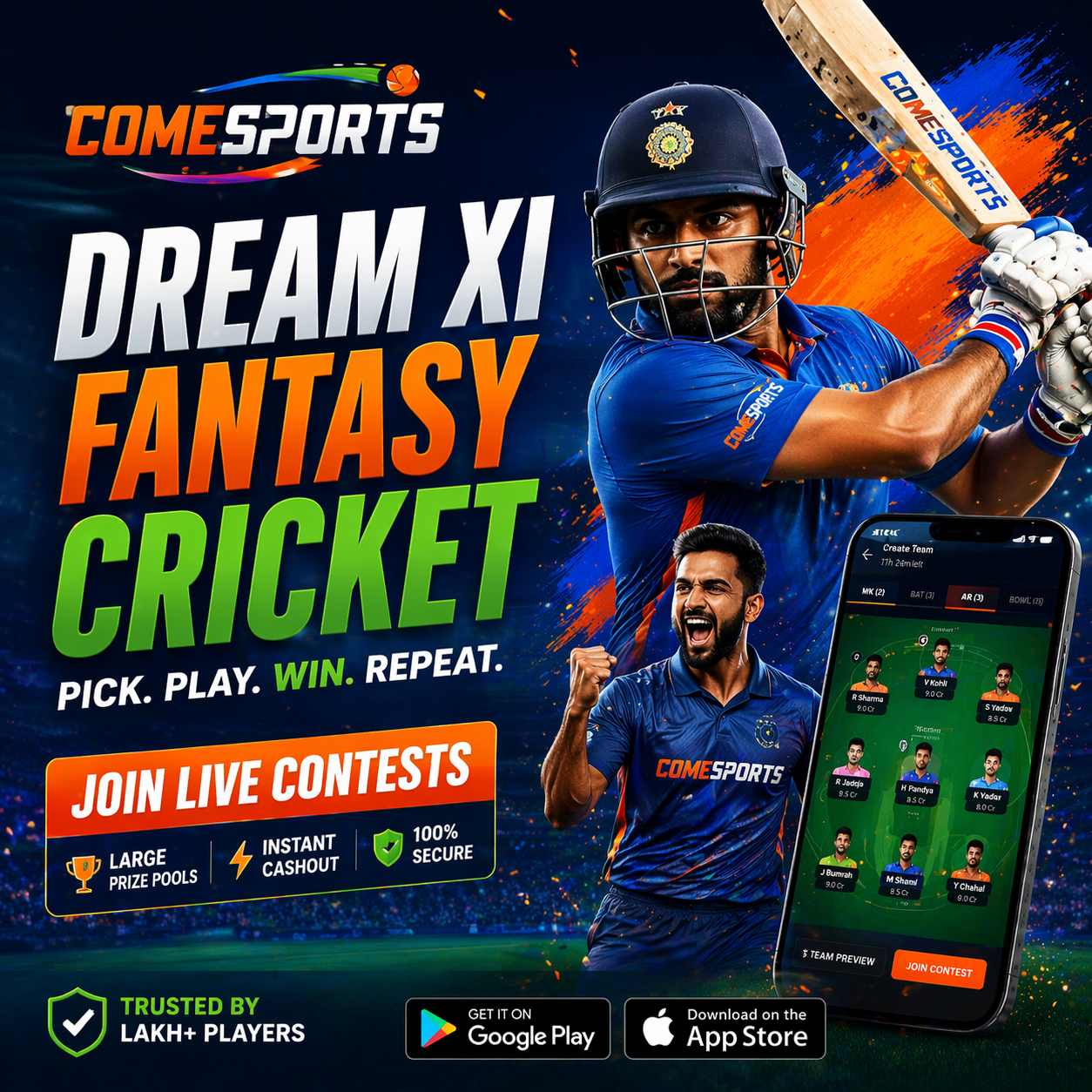 Come App Link fantasy sports main visual